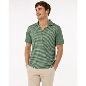 Columbia Golf Polo Shirt Mens S Green Striped Short Sleeve Osprey Meadows Sport